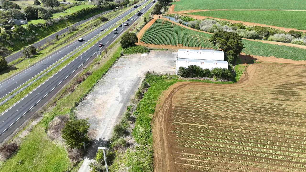 Aerial view of Flexistore Drury 3 yard and sheds at 44 Maher Road, Drury